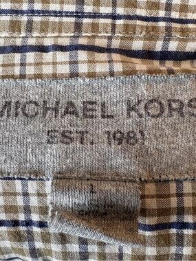 Michael Kors Beige and Navy Plaid Shirt